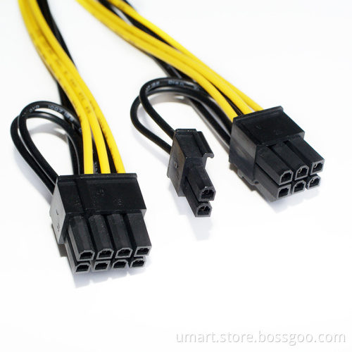 Cable PCI-E PCIE 6p Female to 2 Port Dual 8pin 6+2p Male GPU Graphics Video Card Power Supply Splitter Extension Cord 18AWG Wire